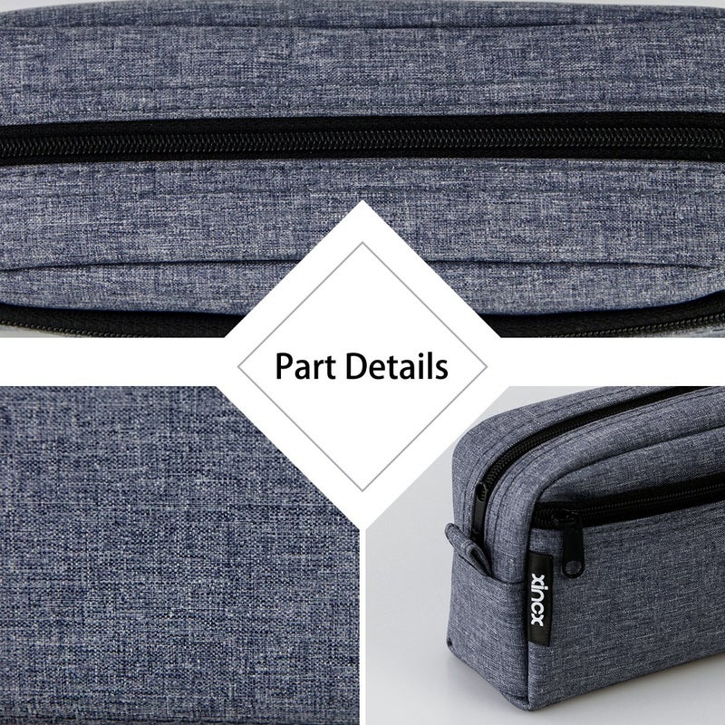 Xincx Big Capacity Pencil Case, Multi-colored Pen Pouch, Cosmetic Bag with Zipper - Navy Blue - Image 5